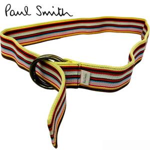 Paul Smith マルチストライプ ベルト リングベルト リング ポールスミス カジュアル マルチカラー ゴールド カジュアル ダブルリング PS