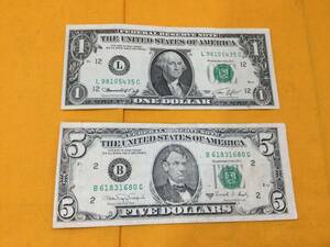 アメリカ　旧ドル札　6ドル分(1ドル札、5ドル札)旧紙幣　ワシントン　1974年　リンカーン　1988年　アンティーク　コレクション