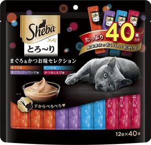 12g×40本入 シーバ (Sheba) 猫用おやつ とろ～り メルティ まぐろ&かつお味セレクション 12g×40本入