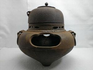 茶道具　鉄製　風炉釜　茶釜　昭和レトロ　古民具 (22_50513_5)