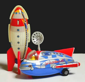 ビンテージ レア 2個まとめて！宇宙船 ソニコンロケット1とロケット ザ・ムーンZX-8 北原コレクション ブリキのおもちゃ館