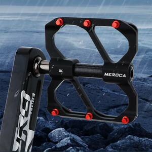 新品◆MEROCA 超軽量 ペダル 3ベアリング 滑り止め アルミニウム合金 左右セット マウンテンバイク MTB クロスバイク ブラック