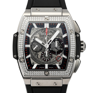 ウブロ HUBLOT スピリット・オブ・ビッグバン チタニウム ダイヤモンド 601.NX.0173.LR.1104 グレー文字盤 中古 腕時計 メンズ