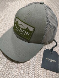 新品 未使用 フィルソン FILSON メッシュキャップ グレー コットン 帽子 ワッペンデザイン トラッカーキャップ