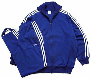 ★80s 西ドイツ製 adidasアディダス ハイネック 無地 トラックジャケット&パンツ セットアップ 紺×白 8★ジャージ ビンテージ ユーロ