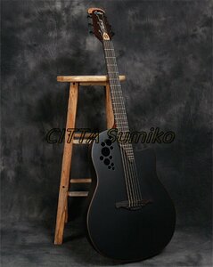 高品質 アコースティックギター 弦楽器 ピックアップ 21フレット 1:18閉鎖弦ノブ ケース付き 表面単板 トウヒ 炭素繊維材料 炭化合成木材