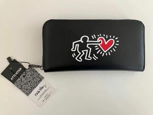 Keith Haring(キースヘリング)長財布/ロングウォレット/ラウンドファスナー/ブラック 