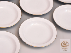大倉陶園 ゴールドライン（リムシェープ）14cm デザート皿 白磁 金彩 10枚 陶磁器 洋食器 西洋美術　　z2918k