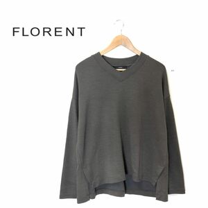 M2476-T◆FLORENT フローレント カットソー ロングスリーブ ブイネック プルオーバー ステッチ◆sizeO カーキ レディース トップス