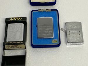 サ6597M★ZIPPO　ジッポー　1988年製 ３点セット　ベネチアン/アラベスク/両面加工・HISTORY OF ZIPPO PRESIDENTS・三角カン付き　未使用品