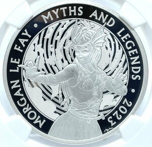 2023年 最高鑑定 イギリス 神話と伝説シリーズ モルガン・ル・フェイ NGC PF70 ULTRA CAMEO 2ポンド 1オンス 銀貨 ファーストリリース