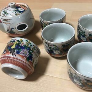 長期保管品　茶器揃 九谷焼 庄三 急須 茶道具 湯呑み　5客セット　陶器　湯飲み　コップ　和食器 　a51