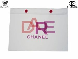 【Used 展示品】 シャネル CHANEL ノベルティ クリアポーチ フラット DARE 透明 ビニール Wスナップボタン PVC ヴィンテージ ビューティー