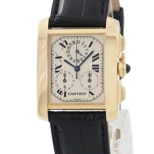 【3年保証】 カルティエ タンクフランセーズ XL クロノリフレックス W5000556 K18YG無垢 アイボリー ローマン クオーツ メンズ 腕時計