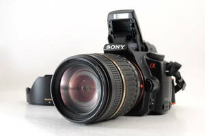 動作品 ソニー SONY α55 SLT-A55V レンズ TAMRON AF 18-200mm f3.5-6.3 LD XR Di II デジタル一眼カメラ フード付 管GG3034