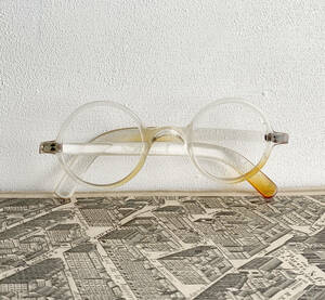 フランス 1930s 茶 クリア 芯なし レンズなし ハンドメイド セルフレーム 眼鏡 セルロイド 骨董 ヴィンテージ アンティーク