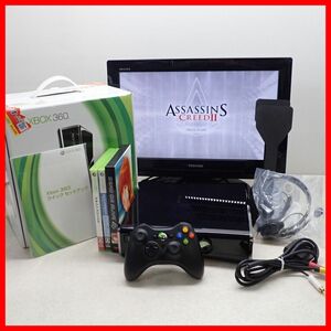 動作品 XBOX360S 本体 Model 1439 250GB + アサシンクリード II 等 ソフト3本 まとめてセット Microsoft マイクロソフト 箱説付【20