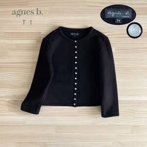 ■ agnes b. アニエスベー ■ T1 ■ スナップ カーディガン プレッション CARDIGAN ■ 裏起毛 スウェット ■ ブラック ■ /