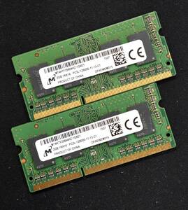 2GB 2枚組 (合計 4GB) PC3L-12800S DDR3L-1600 S.O.DIMM 204pin 1Rx16 4chip 1.35V/1.5V(低電圧対応) Micron製 2G 4G (管:SB0225 x4s
