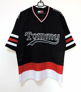 90s　90’s USA製 TOMMY トミーヒルフィガー メッシュ　ゲームシャツ　Tシャツ　黒　ビンテージ