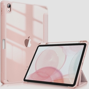 送料無料★Fintie iPad Air5/Air4ケース 10.9インチ 透明バックカバー三つ折スタンド（ローズゴールド）