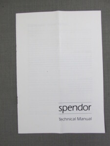 S0272【取扱説明書】spendor　Technical Manual　スピーカー汎用　英文