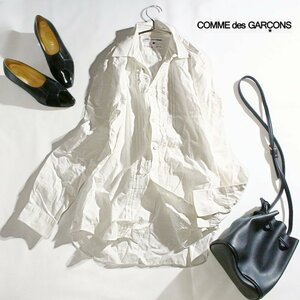 コムデギャルソン COMME des GARCONS 春 夏 刺繍 格子柄 シンプル 長袖 シャツ M ホワイト 白 フリル