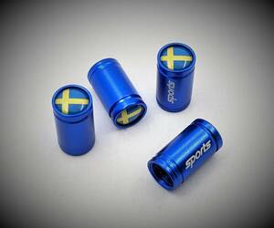 スウェーデン国旗 筒型 エア バルブキャップ 青 VOLVO XC40 XC60 XC70 XC90 S40 S60 S70 S80 S90 S80 V40 V50 V60 V70 V90 カスタム エアー