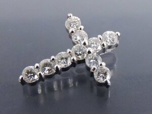 ダイヤモンド 1.00ct プラチナ pt900 ペンダントトップ 十字架 クロス 縦約2㎝