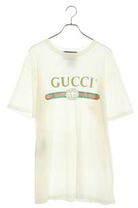 グッチ GUCCI 457095 X5L89 サイズ:L ヴィンテージロゴプリントダメージ加工Tシャツ 中古 OM10