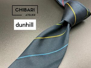 【超美品】dunhill　ダンヒル　ロゴ＆レジメンタル柄　ネクタイ　3本以上送料無料　ネイビー　0502100