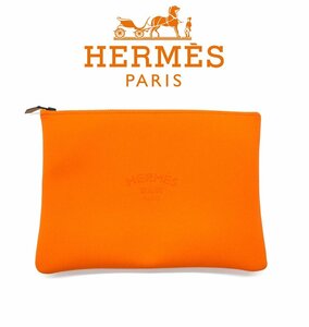 新品正規新品未使用◆エルメス◆33cm×24㎝マルチユースポーチ GMサイズ オレンジ『Neobain ネオバン』【HERMES 】1円