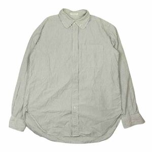 Engineered Garments エンジニアードガーメンツ 比翼 ストライプ シャツ ホワイト系 ネイビー系 S【中古】 【即決】