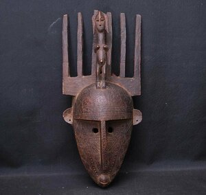 【慈光】2886 アフリカ　マスク　仮面　木彫り面　　プリミティブアート　アフリカン美術