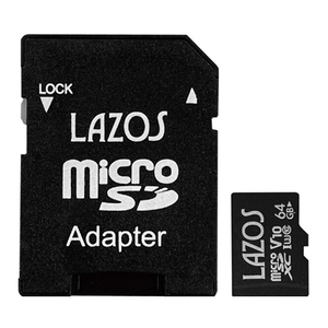 【20個セット】 Lazos 高耐久microSDカード 64GB 紙パッケージ L-B64MSD10-U3V10X20 /l