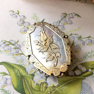 銀製1884年 バラのシルバーギルドブローチ☆以下検索用 アンティーク ビンテージ ネックレス ペンダント 薔薇 銀製 ブロカント
