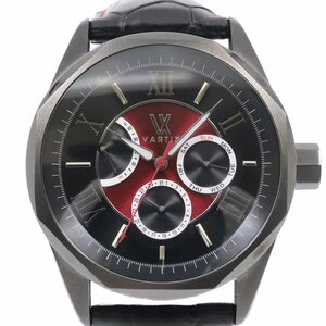 【美品】VARTIX バティックス ALIVE 自動巻き メンズ 腕時計 ブラック×赤文字盤 純正革ベルト PR02B【いおき質店】管理2