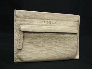 1円 LOEWE ロエベ レザー マルチポーチ マルチケース 小物入れ レディース ライトベージュ系 AX6272