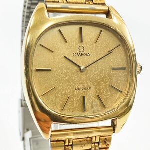 稼働品 OMEGA オメガ DEVILLE デビル 625 手巻き メンズ腕時計 スクエア ゴールド文字盤 ヴィンテージ R阿0410☆