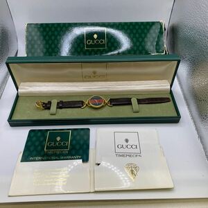 〇【6623】GUCCI グッチ 6000L シェリーライン QZ クォーツ レディース腕時計 ゴールド