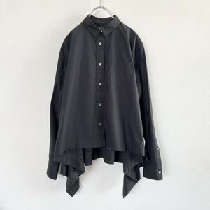 21SS SACAI サカイ バンダナ オパール シャツ 長袖 ブラック レース ペイズリー 黒 bandana opal shirt