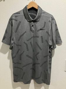 NIKE ナイキ ゴルフ ドライフィット メンズ XL ポロシャツ 半袖 tシャツ トップス グレー 柄物