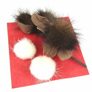 ミンク ファー ブローチ イヤリング 2点セット アクセサリー 小物 外装難有 レディース mink FUR