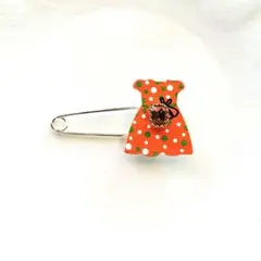 ワンピース×ビジュー　ブローチ　オレンジ　ハンドメイド