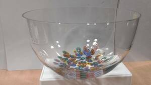 ヴィンテージ スウェーデン製 リンズハンマル ボウル lindshammar sweden glass bowl (直径21.5高さ13.5㎝815g）ベネチア ミルフィオリ風