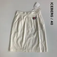 新品☆ICEBERG アイスバーグ☆刺繍可愛いタイトスカート 40 ホワイト