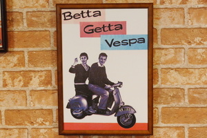 Betta Getta Vespa ベスパ ポスター B4額縁入り ◆ ２人乗り B4-14