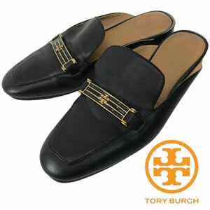 j119 TORY BURCH トリーバーチ レザー パンプス ローヒール ミュール サンダル ブラック 6.5 レディース 正規品