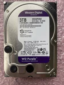 Western Digital SATA HDD 3TB purple WD30PURZ 使用時間5時間