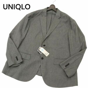 新品 未使用 UNIQLO ユニクロ 春夏 SLIM FIT ドライ ストレッチ テーラード ジャケット Sz.4XL メンズ 灰 大きいサイズ 特大　C4T02156_3#M